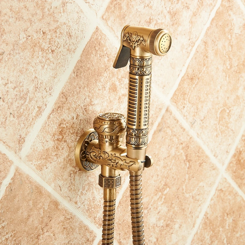 Античная латунь Ванная комната Туалет ручной Биде Shattaf ткань пеленки