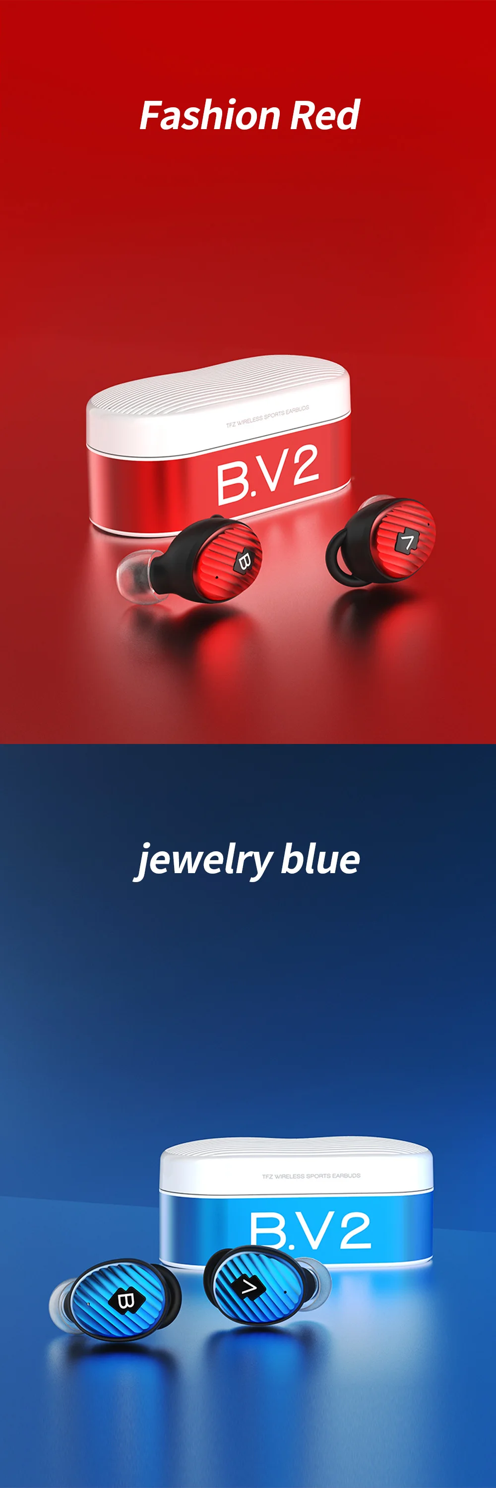 TFZ/B. V2 TWS Ture беспроводные наушники Bluetooth 5,0 с чехол для зарядки, 3D стерео звук наушники с двойным микрофоном