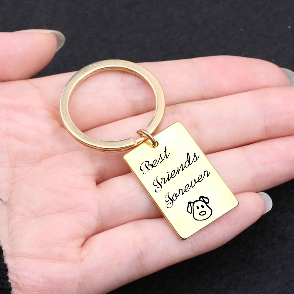 Fashion Jewelry Famliy Key Chain Engraved Best Friend Forever Keychain For Pet Dog Friends Mother Gift Stainless Steel Keyring |
