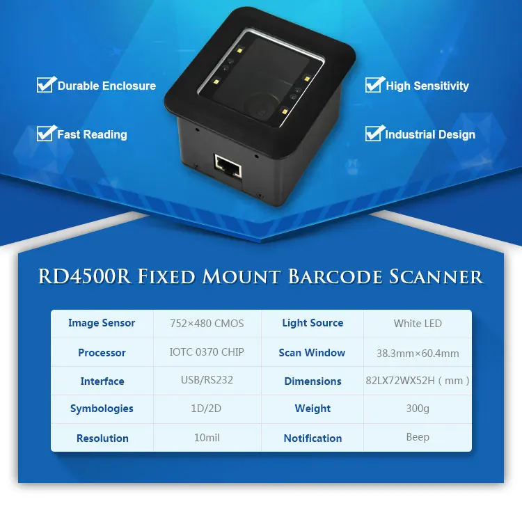 RD4500R высокое качество USB 2D терминал с фиксированным креплением со сканером штрих-кода модуль для киоска или турникета мобильный платеж