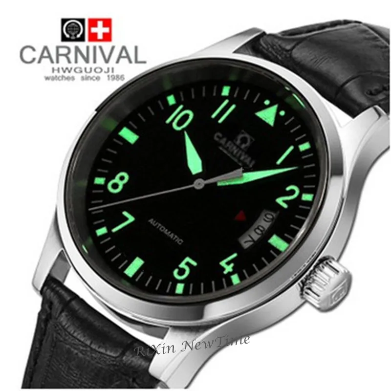 

Business top brand luxury men watch luminous automatic mechanical watches men leather waterproof uhr montre relogio homens saati