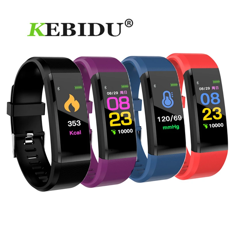 Фитнес браслет kebidu ID115 с ЖК дисплеем и функцией отслеживания сердечного