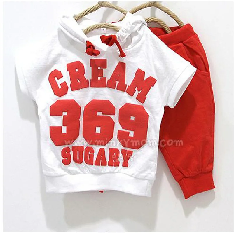 

Digital 369 Baby Boys Clothes Sets 2-4years White With Red Pants Children's Tracksuits Cheapest Thin Summer Suit