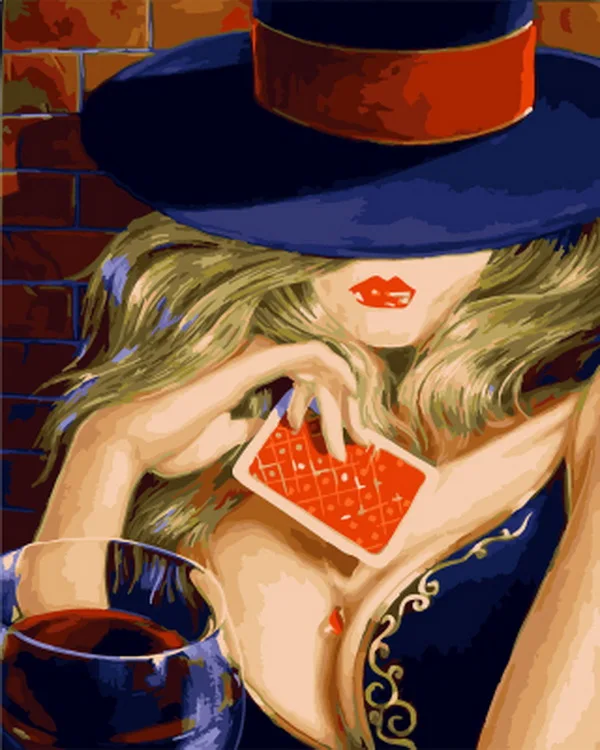

Frameless diy picture oil painting by numbers wall decor painting on canvas for home decor 4050 poker lady