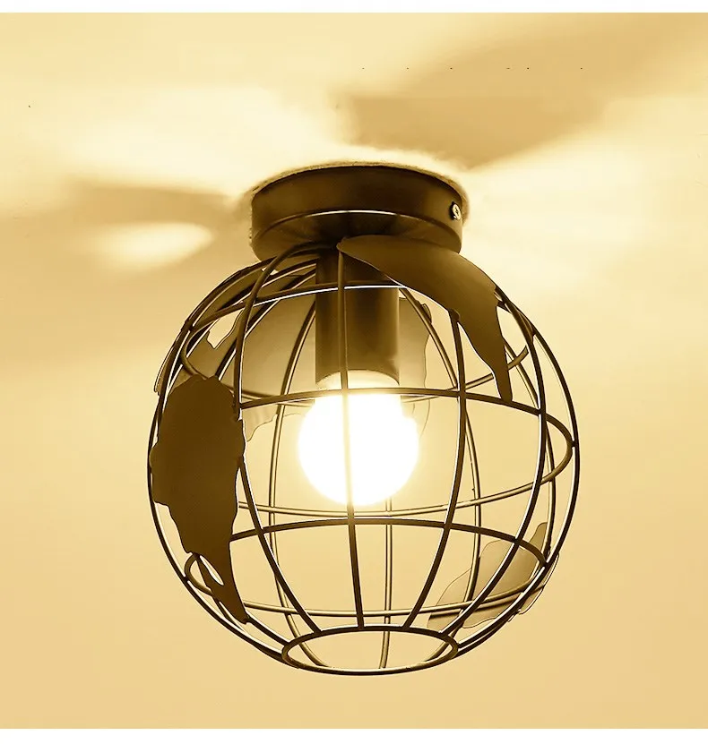 Vintage Industrial Round earth luster Ceiling Lamp Edison Light E27 Holder Iron Restaurant Bar Attic Lights | Лампы и освещение