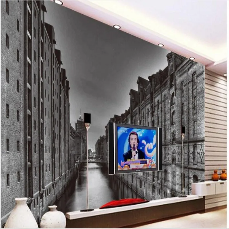 Большие настенные фрески wellyu на заказ индивидуальные уличные здания фон для воды