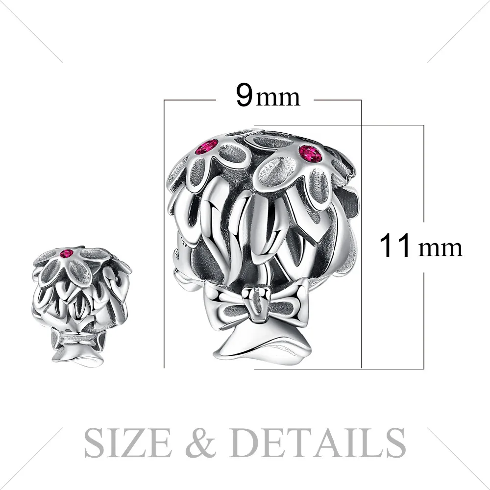 JewelryPalace 925 пробы серебро искусственные Рубины цветок букет подарок Шарм Бусины Fit