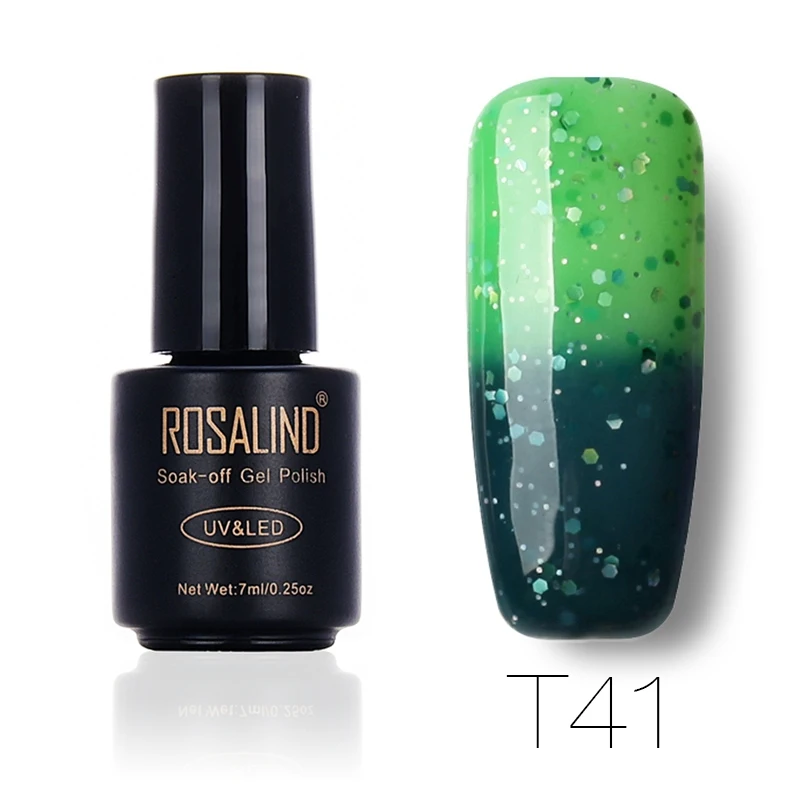 T41 ROSALIND 7 мл изменение температуры лака для ногтей отклеить кисточки для дизайна ногтей лампа для сухой тепловой цветная акриловая краска верхнее базовое пальто - Цвет: T41