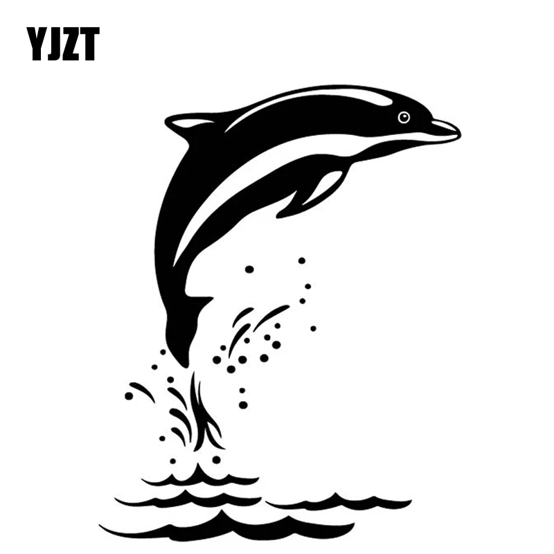 YJZT 12,7 см * 16,5 см креативные автомобильные наклейки с дельфинами, лепящими из моря, виниловые наклейки на дверь автомобиля, черные/серебряные Фотообои YJZT 12,7 см * 16,5 см креативные автомобильные наклейки с дельфинами, лепящими из моря, виниловые наклейки на дверь автомобиля, черные/серебряные Фотообои