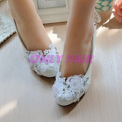 Cf Кружевной Белый/слоновой кости свадебные туфли с кристаллами Свадебная обувь