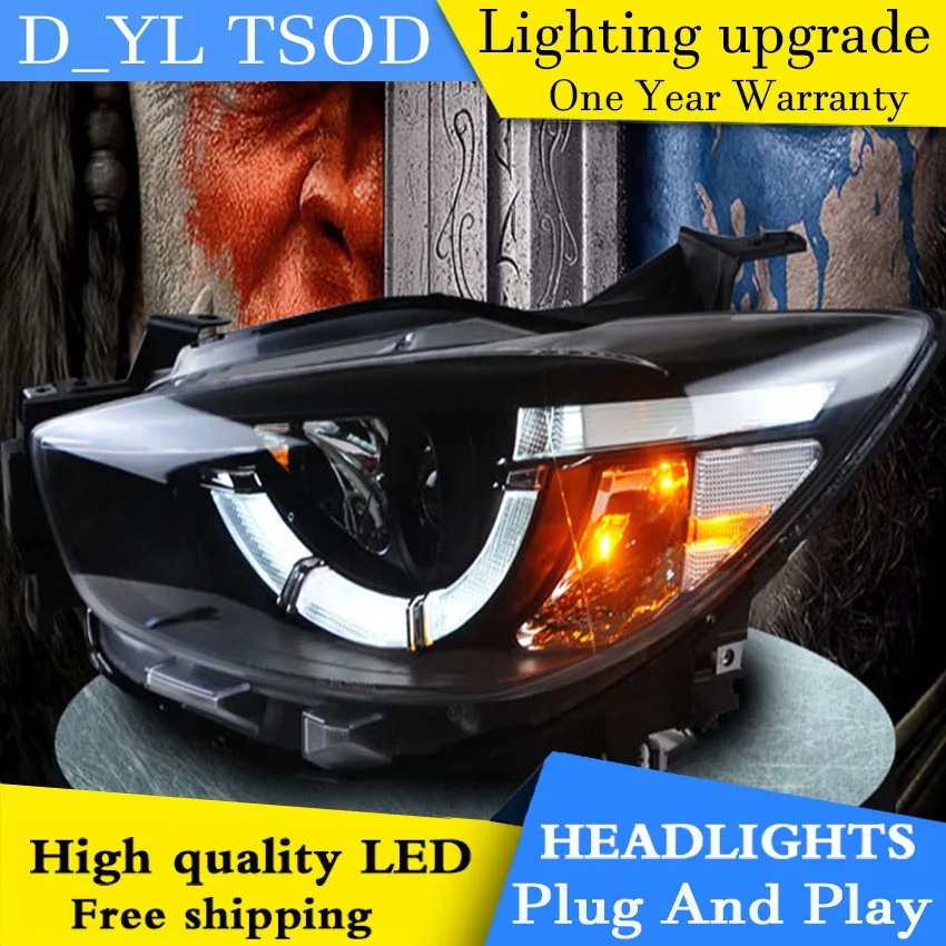 

D_YL Car Styling for Mazda CX-5 Headlights 2015 CX-5 LED Headlight DRL Lens Double Beam H7 HID Xenon bi xenon lens