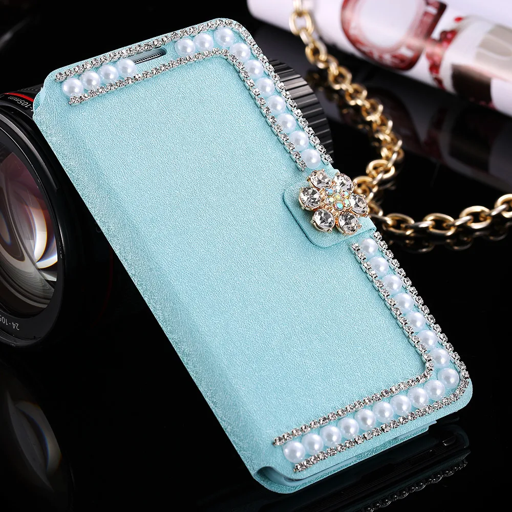 Light Blue Стильный роскошный жемчужный кожаный чехол чехол для iPhone 6, 6 S, 7, 8plus, снаряды чехол Кожаный чехол-книжка для задней панели телефона Cove ForSamsung Galaxy S6 S7 Edge Plus Note 5 ножны Держатель для телефона - Цвет: Light Blue