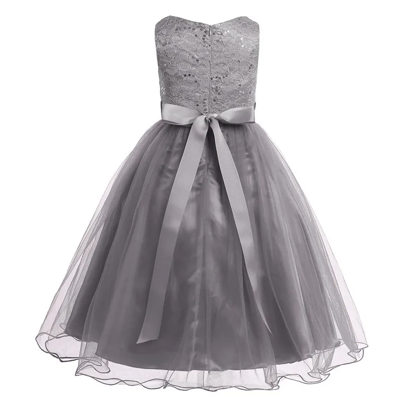 Детское кружевное Сетчатое вечернее платье принцессы с блестками платья для