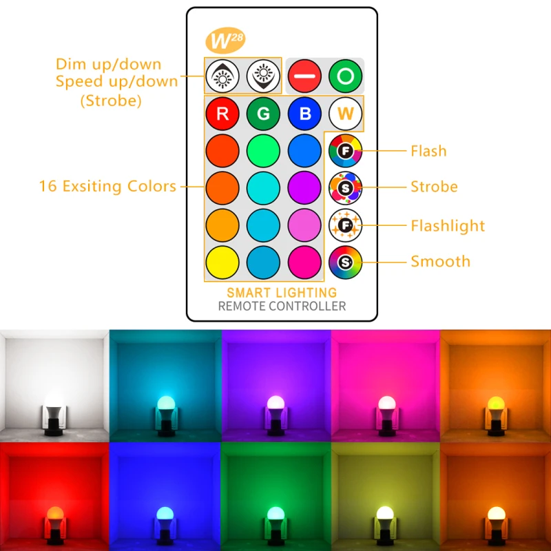 

RGB High Power LED Lamp B22 10W Replaceable RGB Light Lamp 16 Colors Change + Infrared Remote Control Led Bulbs Christmas