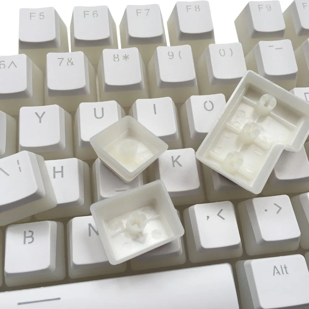 PBT белый пудинг колпачки с подсветкой Doubleshot ANSI ISO с круглым клавиши держатель для 60%/87 TKL/104/108 MX Настенные переключатели механическая клавиатура