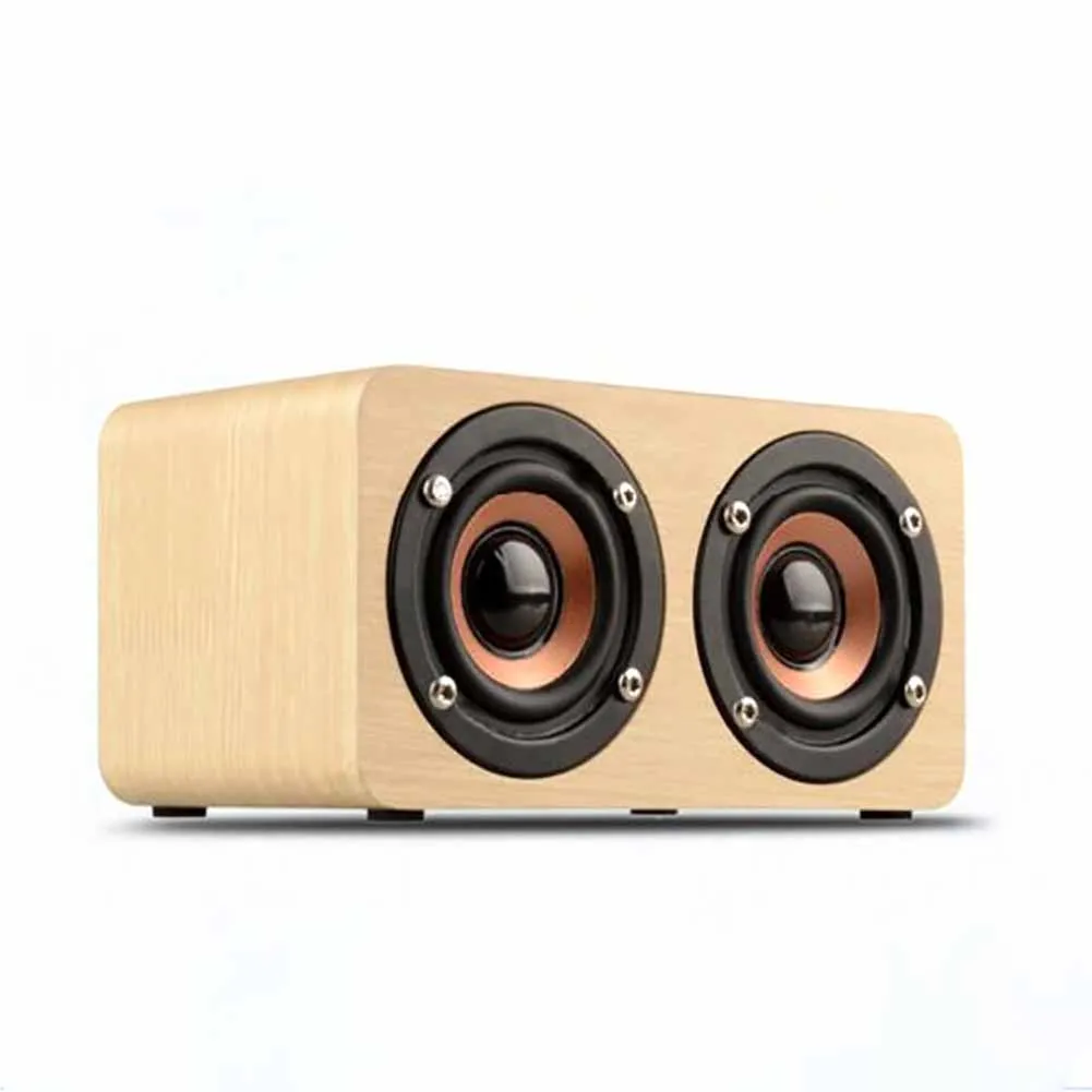 Деревянный беспроводной Bluetooth динамик двойной TF Колонка со слотом для телефона