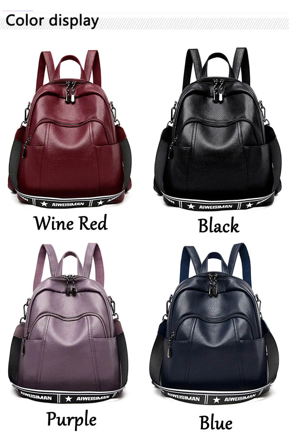 Simple Backpack Female Waterproof Backpacks for Women Large Capacity School Bags for Girls Brand leather Travel Bag Sac a Dos