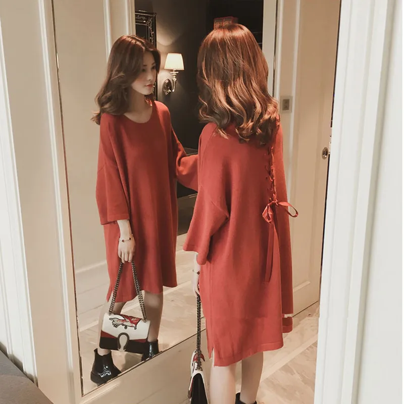 Новое весеннее платье свитер юбка для беременных женщин с длинным свободным