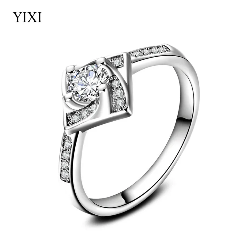 YIXI бренд Promise кольцо из стерлингового серебра 925 Классические квадратные