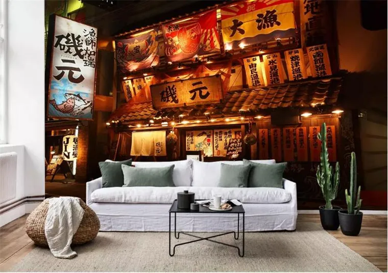 Настенные 3d обои в японском стиле для гостиной дивана телевизора кухни домашний