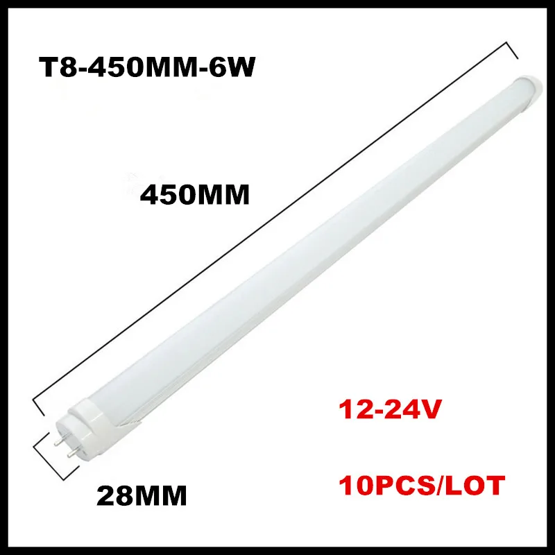 10 шт./лот DC12 24V T8 LED 0 45 м ламповый свет 1.5фт 300 мм 4 Вт светодиодные трубки лампа 2835SMD