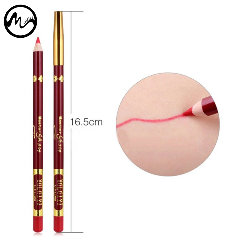 Карандаш для губ водостойкий 12 цветов телесный деревянный|lipliner pen|lip liner pencil