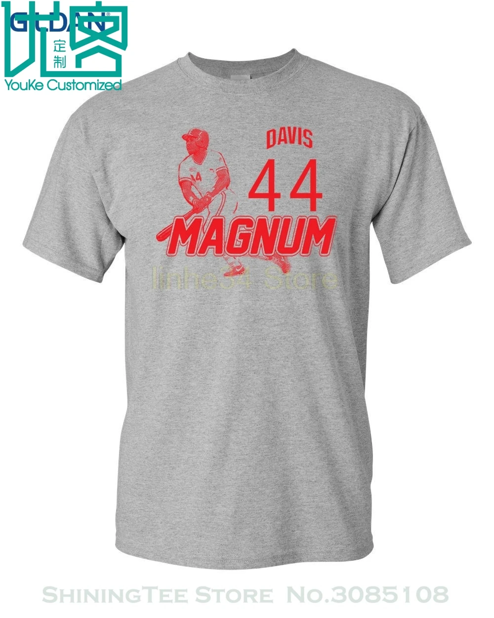 Летняя новая модная футболка с короткими рукавами Magnum 44 Eric Davis бейсбольная