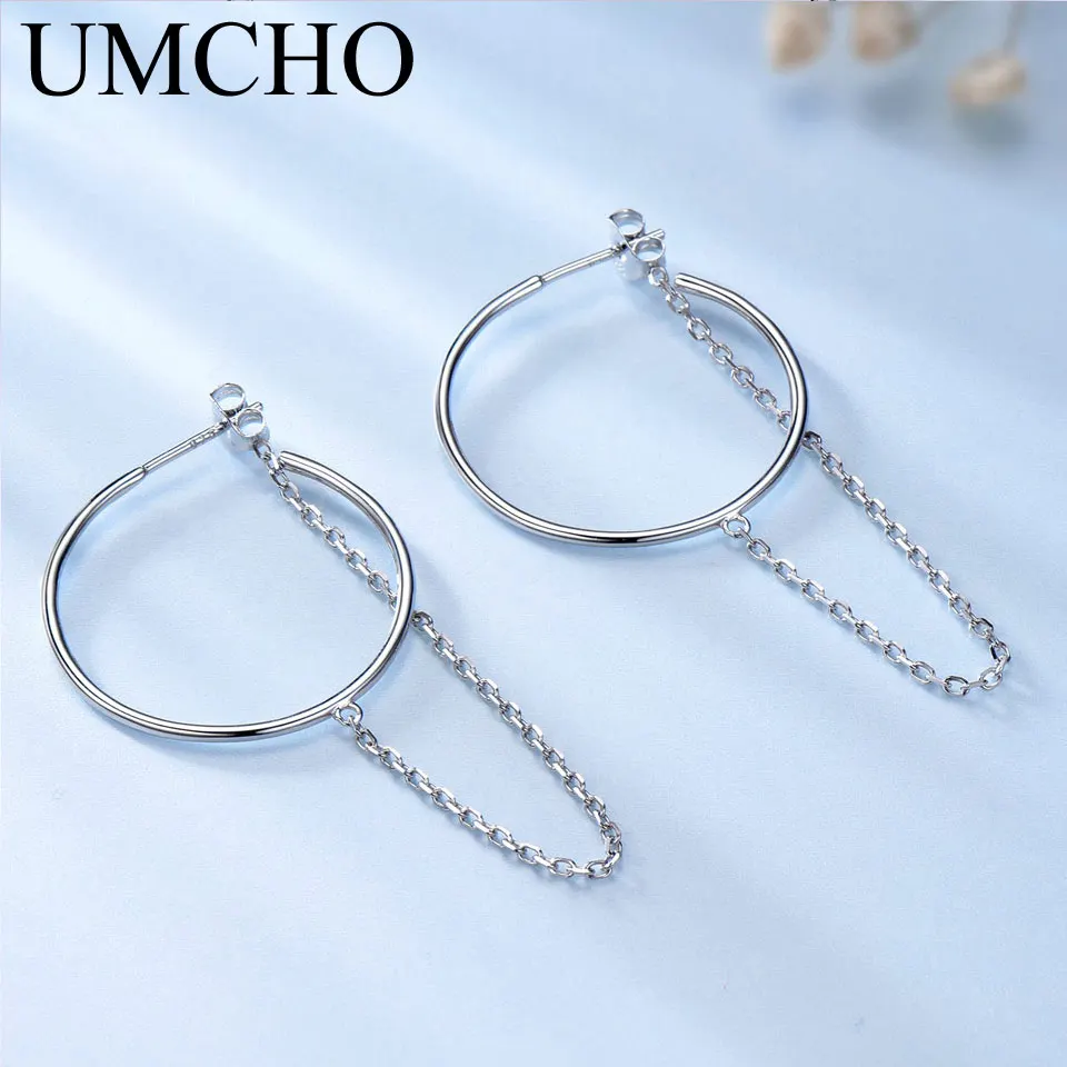 UMCHO настоящие 925 пробы Серебряные длинные серьги серебряные кольца Красивая