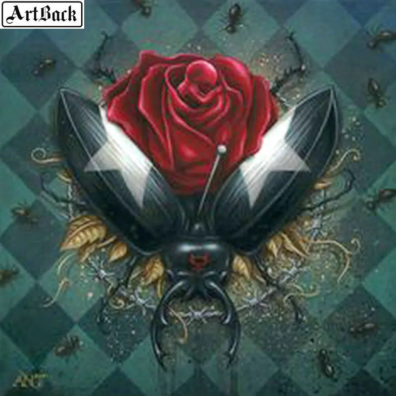 Алмазная 5d картина сделай сам с красными розами полная выкладка из квадратных