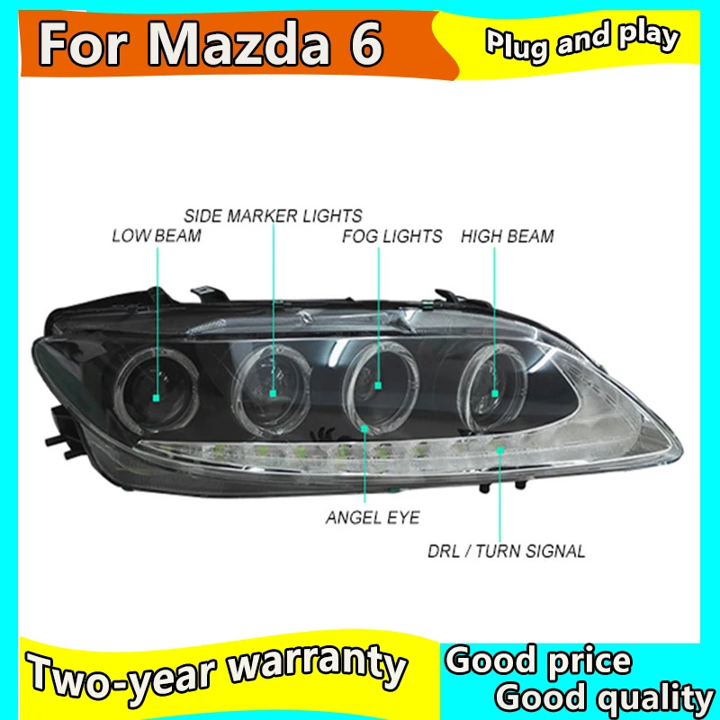 Автостайлинг для Mazda 6 фар 2004 2013 Mazda6 светодиодный ные фары ангельские глазки DRL