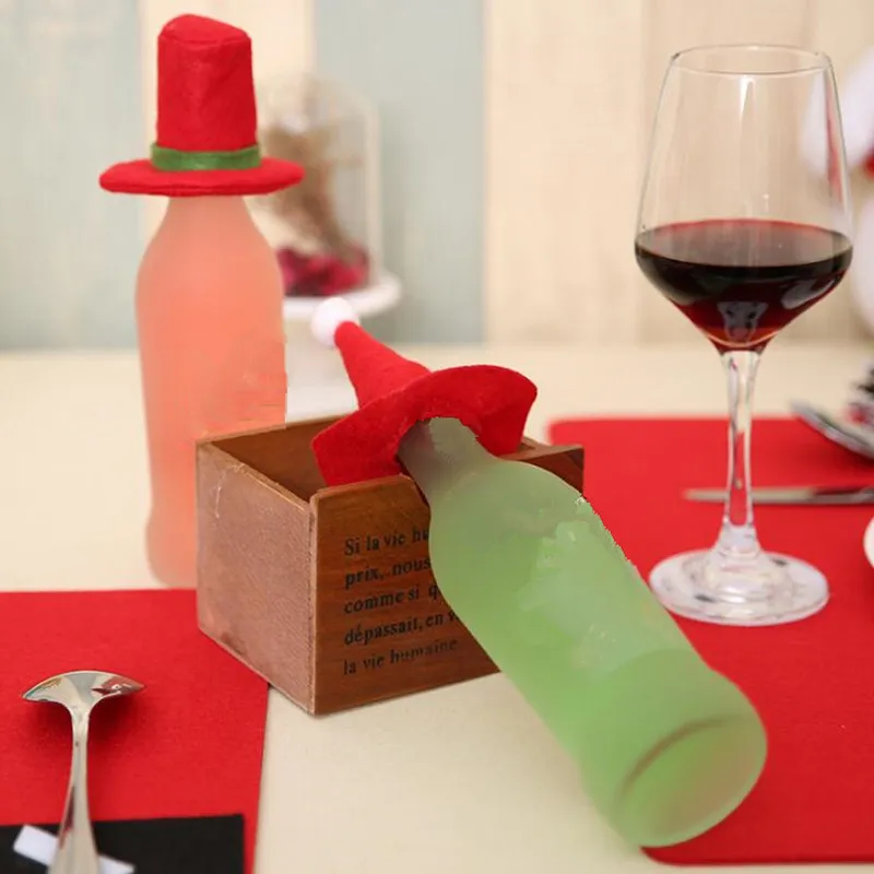 Новый Рождественский топ шляпа красное вино крышка бутылки ужин декоративная