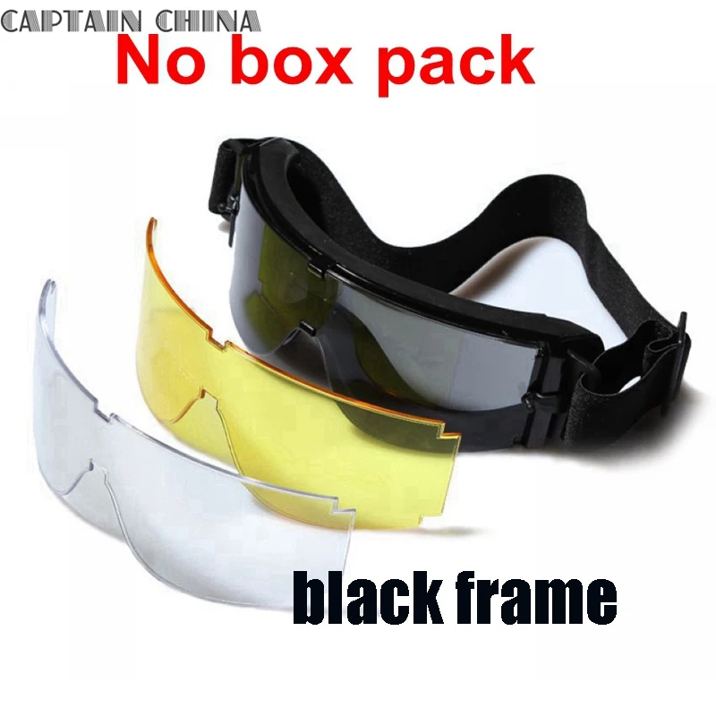 no box black frame Горячая Распродажа USMC страйкбол X800 Тактические Солнцезащитные очки тактические очки черные 3 линзы - Цвет: no box black frame