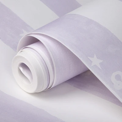 B purple 2021 Новые вертикальные полосы мультфильм любовь звезды Детская комната гостиная обои для подростков мальчик девочка ТВ фон спальня Фотообои - Цвет: B purple 2021