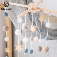baby rattles mobile wooden teether kids room decoration crib mobile baby toys felt ball infant crib stroller toy wooden rattle