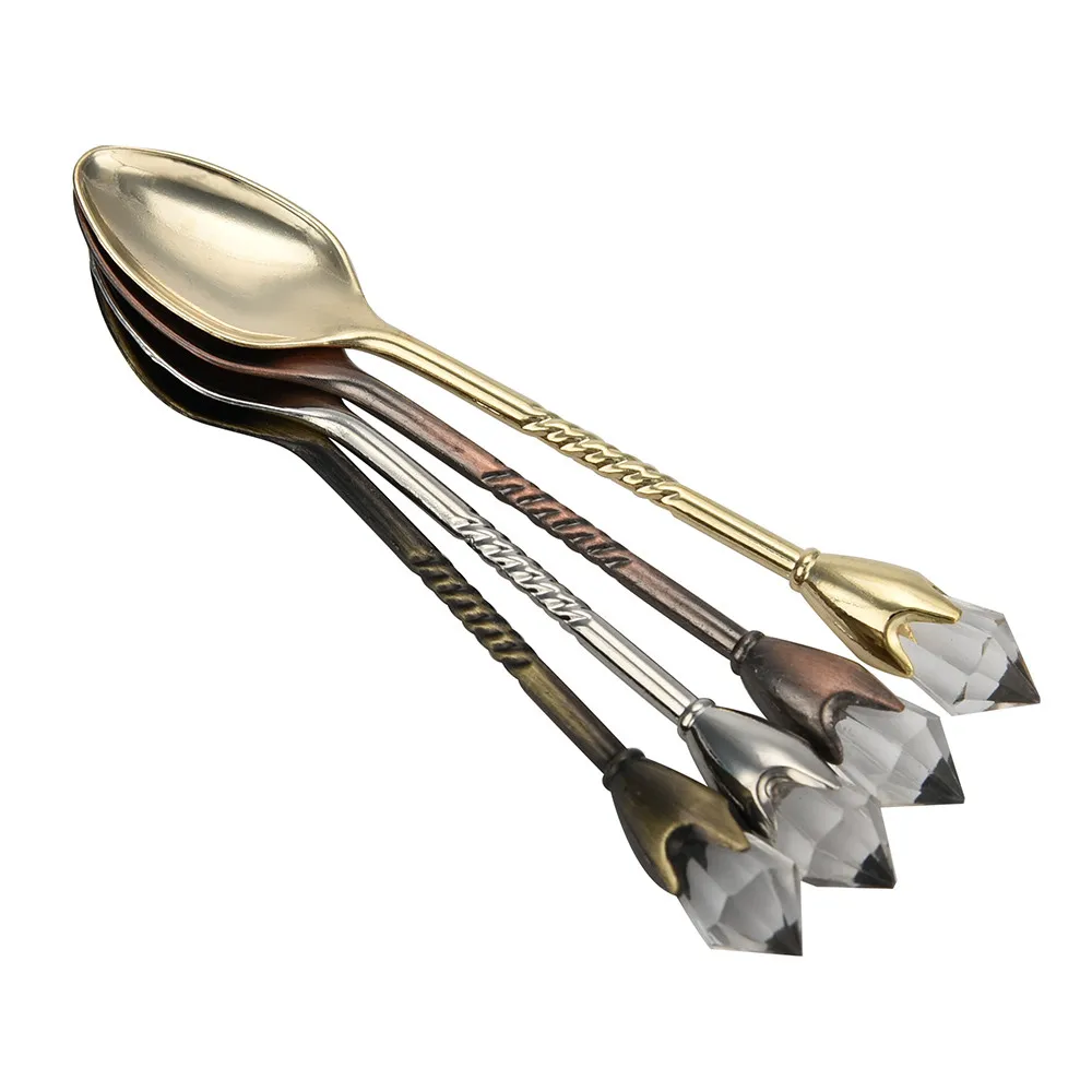 Ретро Алмазная Ручка Кофе торт десерт маленькая ложка кухонная посуда мороженое