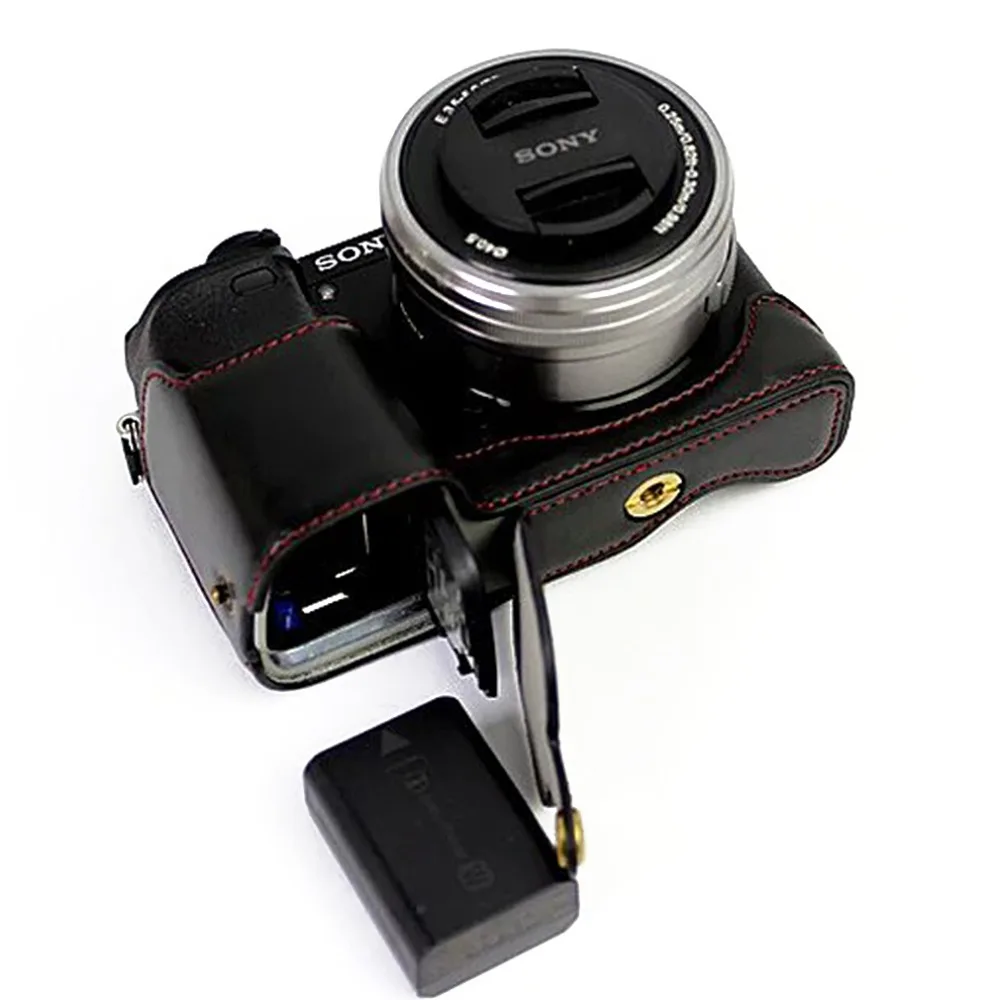 Половина тела из искусственной кожи чехол для камеры Сумка sony A6400 A6300 ILCE 6400 крышка