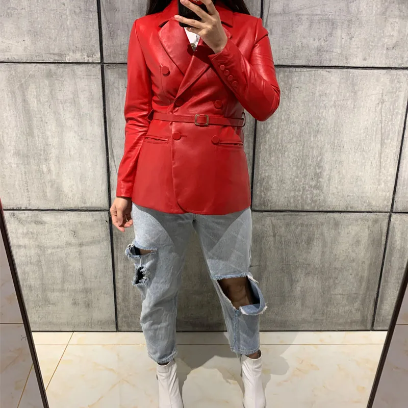 Кожаный пиджак женская куртка из натуральной овчины настоящий кожаный | Женская