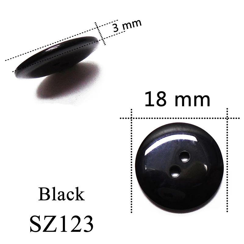 SZ123-18mm 100 шт 8-18 мм глазурь круглые стеклянные прозрачные полимерные пуговицы Белый Черный шитье скрапбукинг для свадьбы женская одежда ручной работы 2 отверстия - Цвет: SZ123-18mm