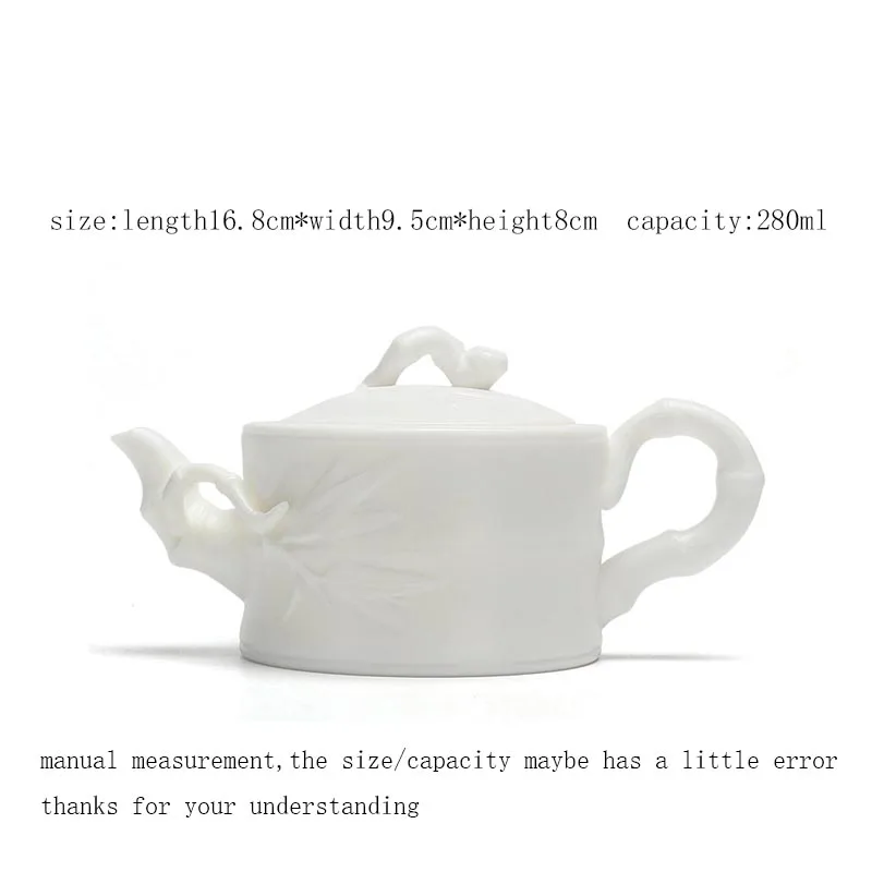 280 мл белый фарфоровый чайник бамбуковый секционный ручной работы для домашнего