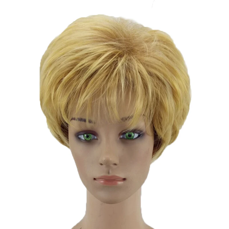 light blonde HAIRJOY Женские синтетические волосы парик коричневый блонд Выделите слоистые короткие прямые парики 9 цветов - Цвет: light blonde