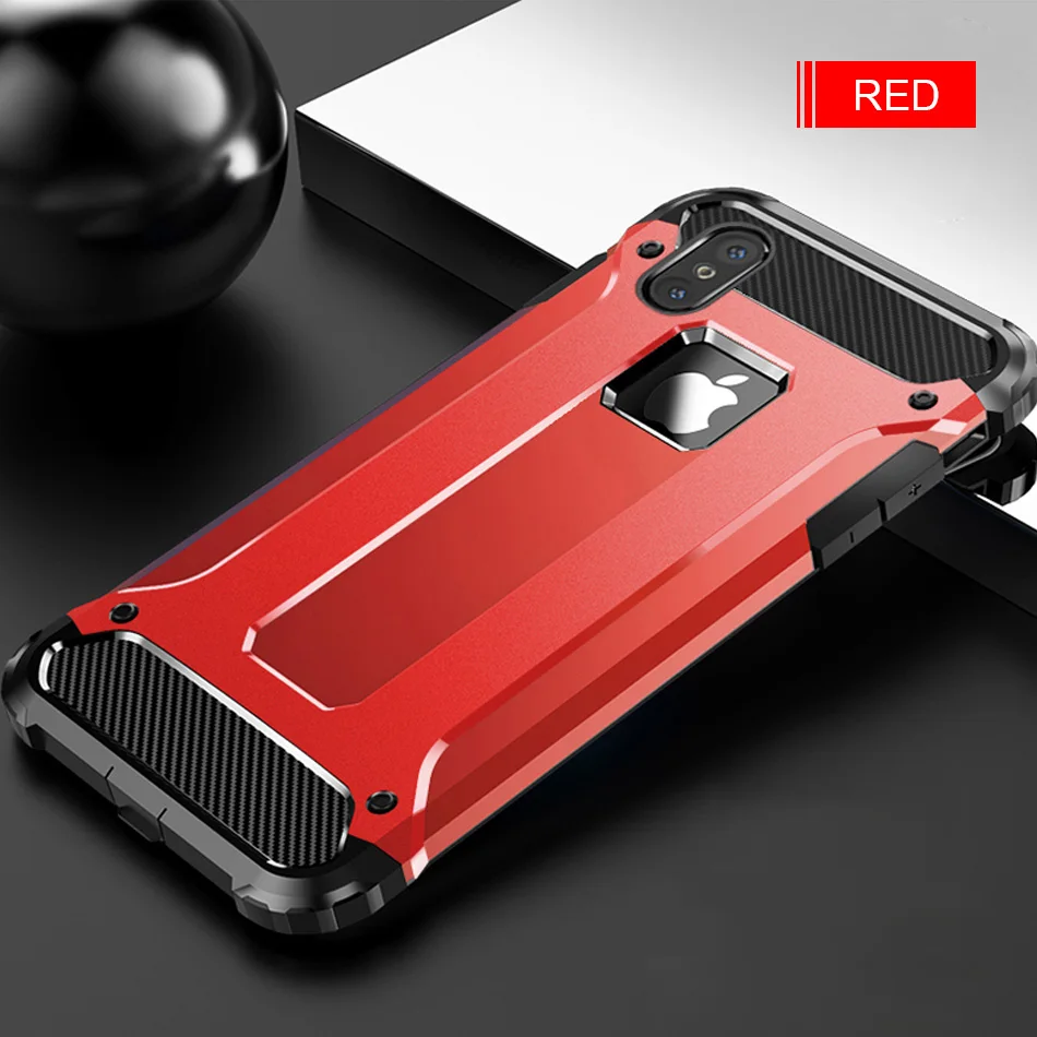 Red Роскошные Броня противоударный чехол для айфон iPhone 8 7 6 6s Plus X XR XS Max чехол для айфон iPhone X XR XS Max 6 8 7 Мягкий силиконовый чехол - Цвет: Red