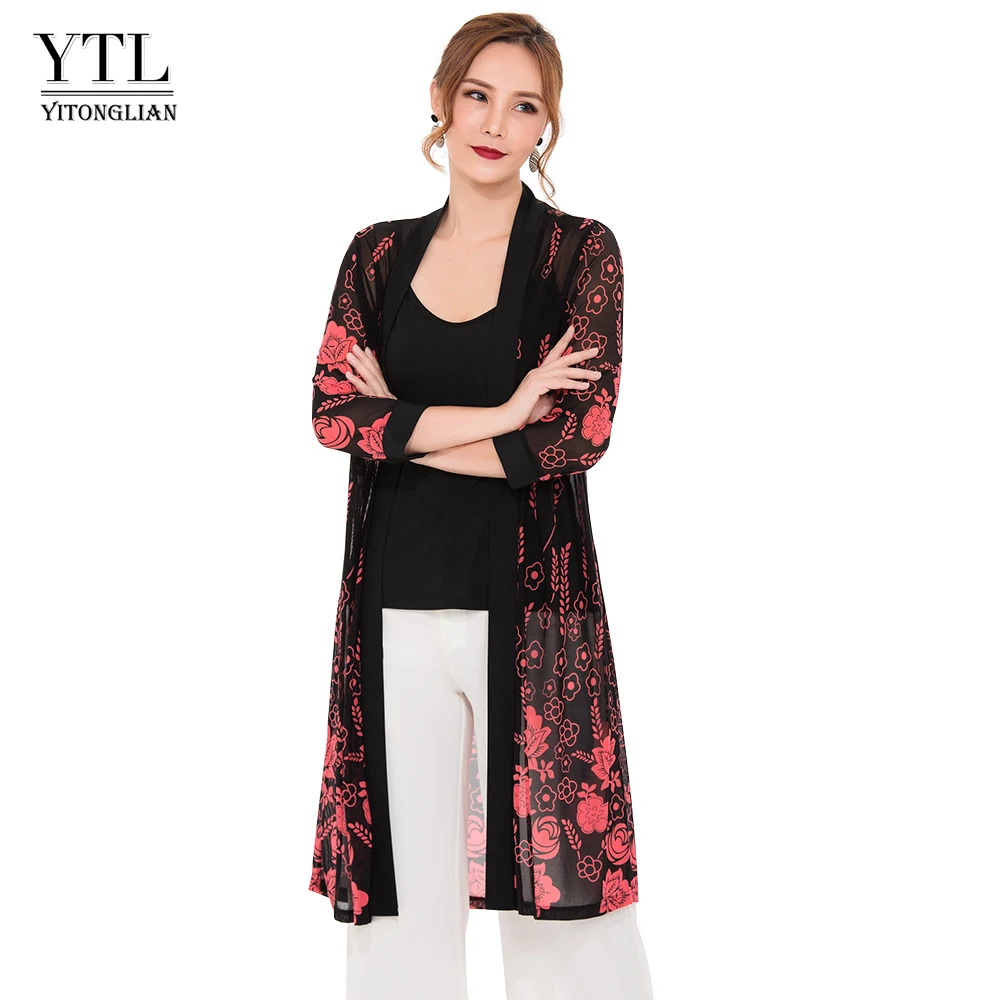 Женское летнее Сетчатое кимоно свободная блузка с коротким рукавом и цветочным