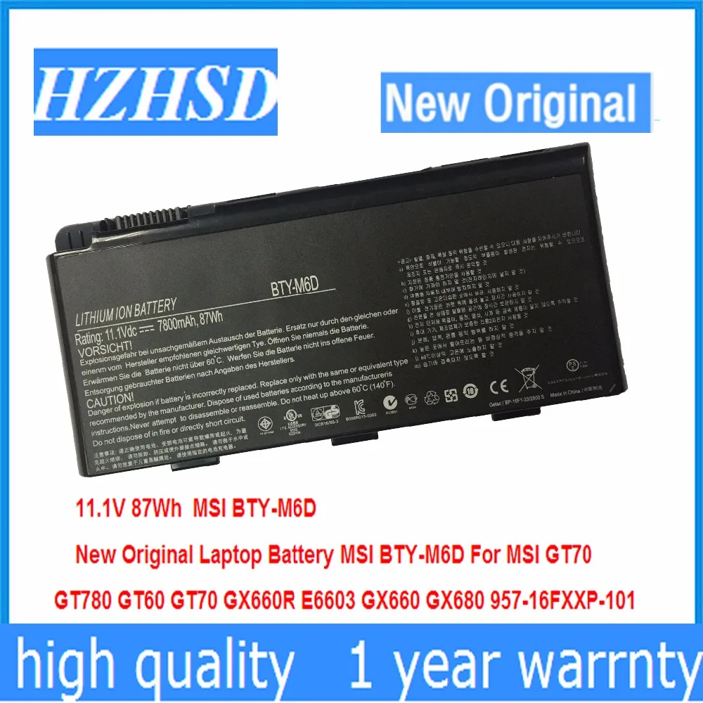 

Новый оригинальный аккумулятор для ноутбука MSI GT70 GT780 GT60 GT70 GX660R E6603 GX660 GX680 957-16FXXP-101, 11,1 В, 87 Вт/ч