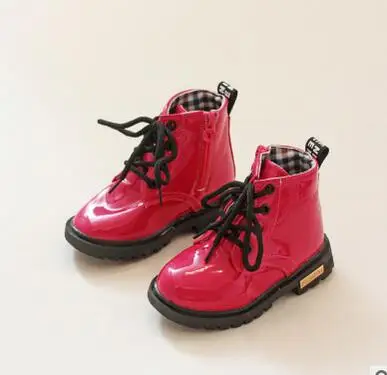 Обувь для детей мальчиков и девочек яркие Цвет из лакированной кожи