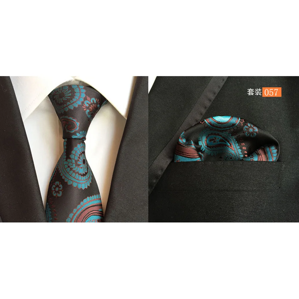 Мужской Шелковый галстук с принтом пейсли голубой коричневый аскотский