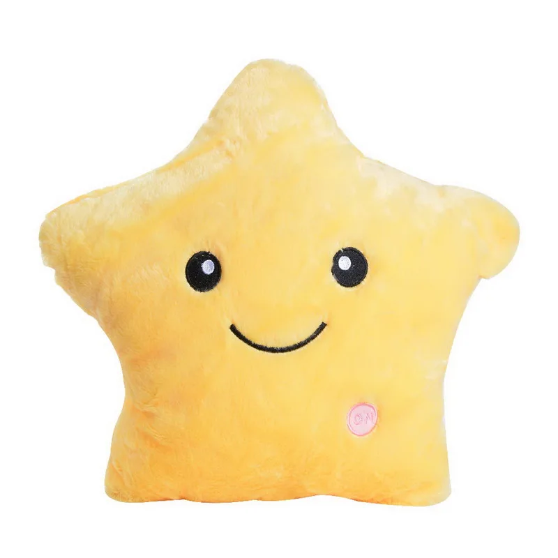 star yellow 34 см креативная игрушка светящаяся Подушка Мягкая Плюшевая светящаяся красочная подушка со звездами светодиодный светильник игрушки подарок для детей для девочек - Цвет: star yellow