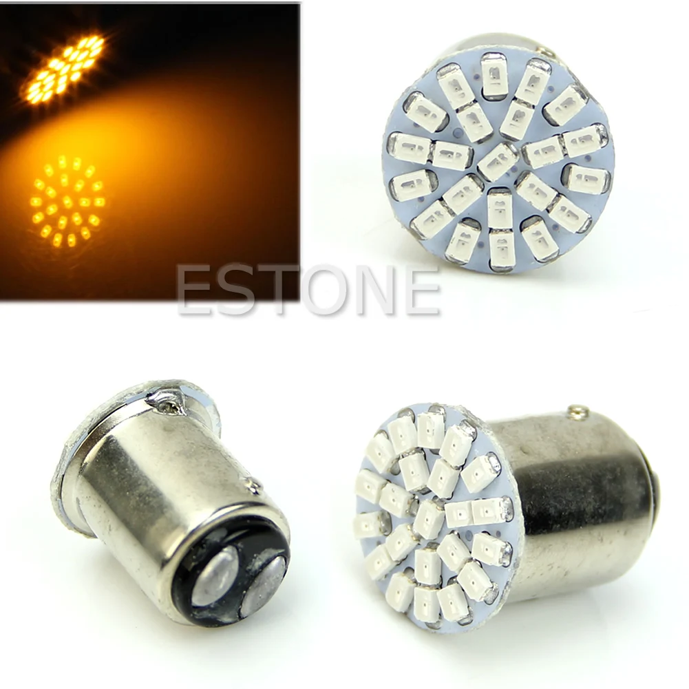 Новинка 1157 BAY15D 22-LED 1206 SMD 7528 Стоп сигнал поворота лампа желтый | Автомобили и