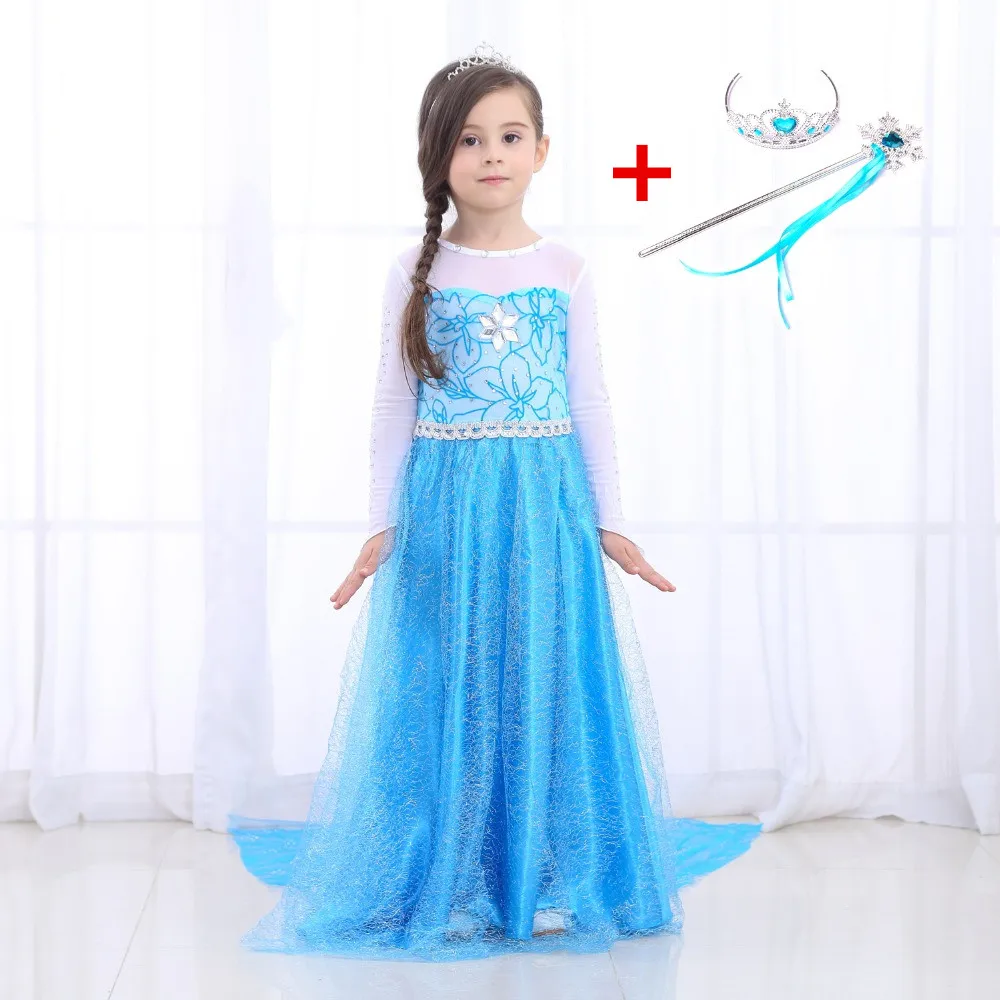 От 3 до 10 лет Платья Королевы Эльзы костюмы нарядное платье принцессы для девочек