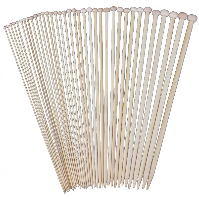 

18 Sizes 36cm Single Pointed Bamboo Knitting Needles Set Kit (2.0mm - 10.0mm)