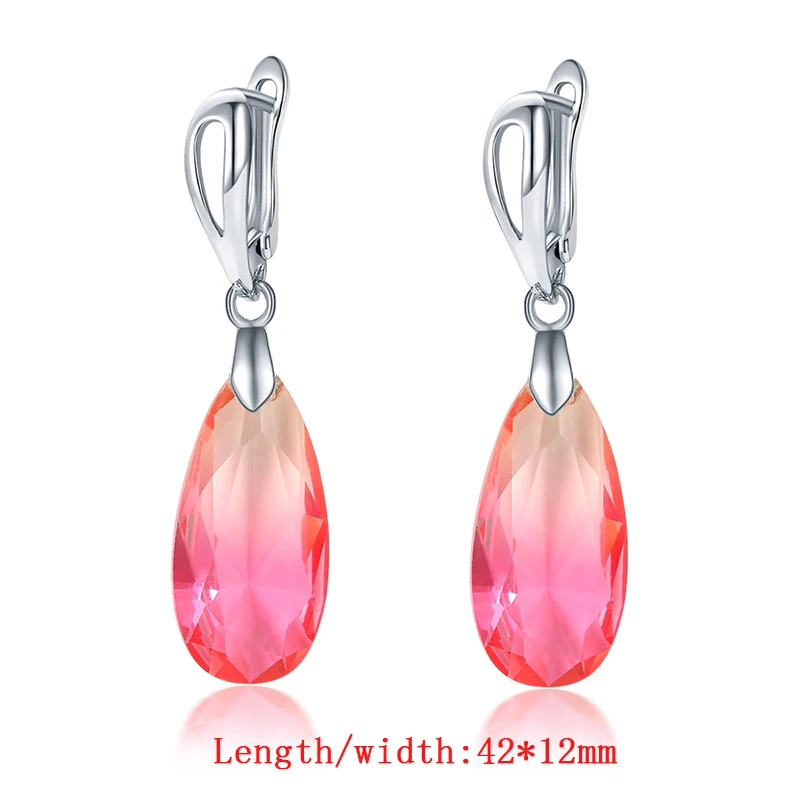 CARSINEL брендовые модные градиентные турмалиновые цветные серьги-кольца для женщин, роскошные серьги в форме капли воды серебряного цвета, ювелирные изделия в подарок - Окраска металла: A2